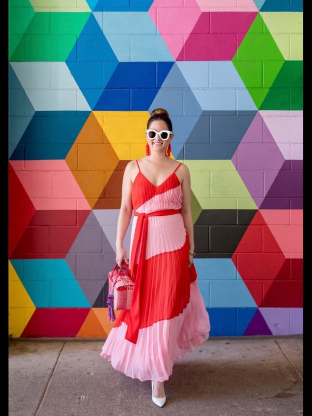 Alice + Olivia Red and Pink Maxi Dress